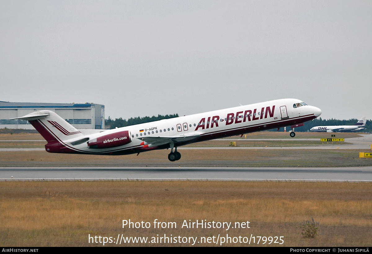 Aircraft Photo of D-AGPK | Fokker 100 (F28-0100) | Air Berlin | AirHistory.net #179925