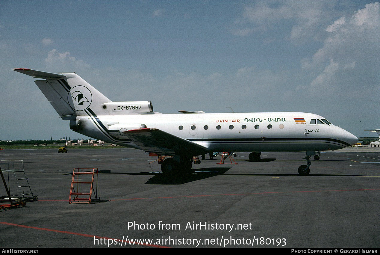 Aircraft Photo of EK-87662 | Yakovlev Yak-40 | Dvin Air | AirHistory.net #180193