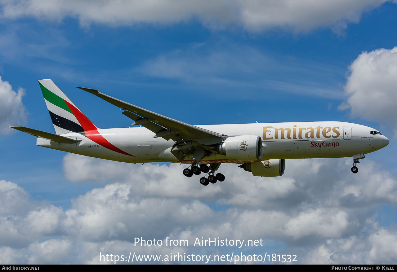 Aircraft Photo of A6-EFG | Boeing 777-F1H | Emirates SkyCargo | AirHistory.net #181532