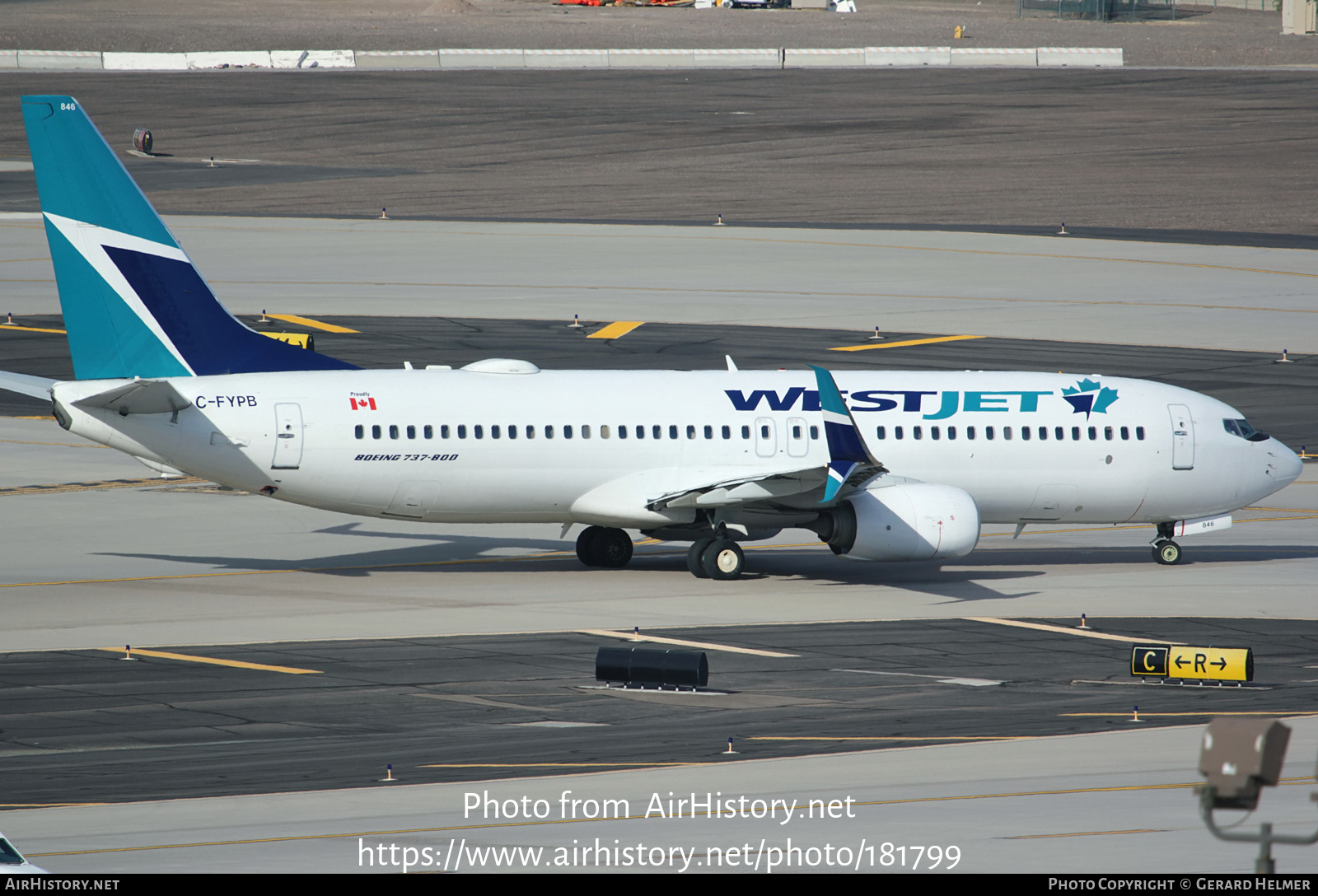 Aircraft Photo of C-FYPB | Boeing 737-8CT | WestJet | AirHistory.net #181799