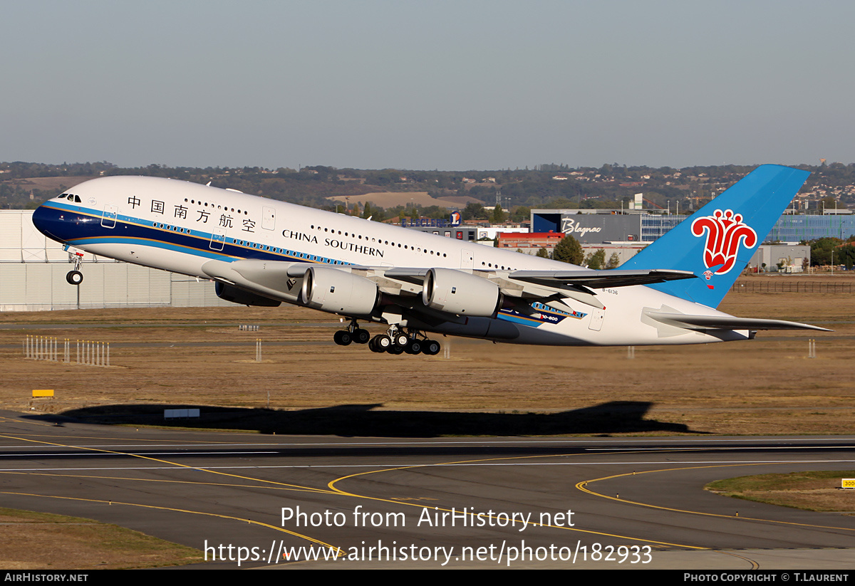 Aircraft Photo of B-6136 | Airbus A380-841 | China Southern Airlines | AirHistory.net #182933