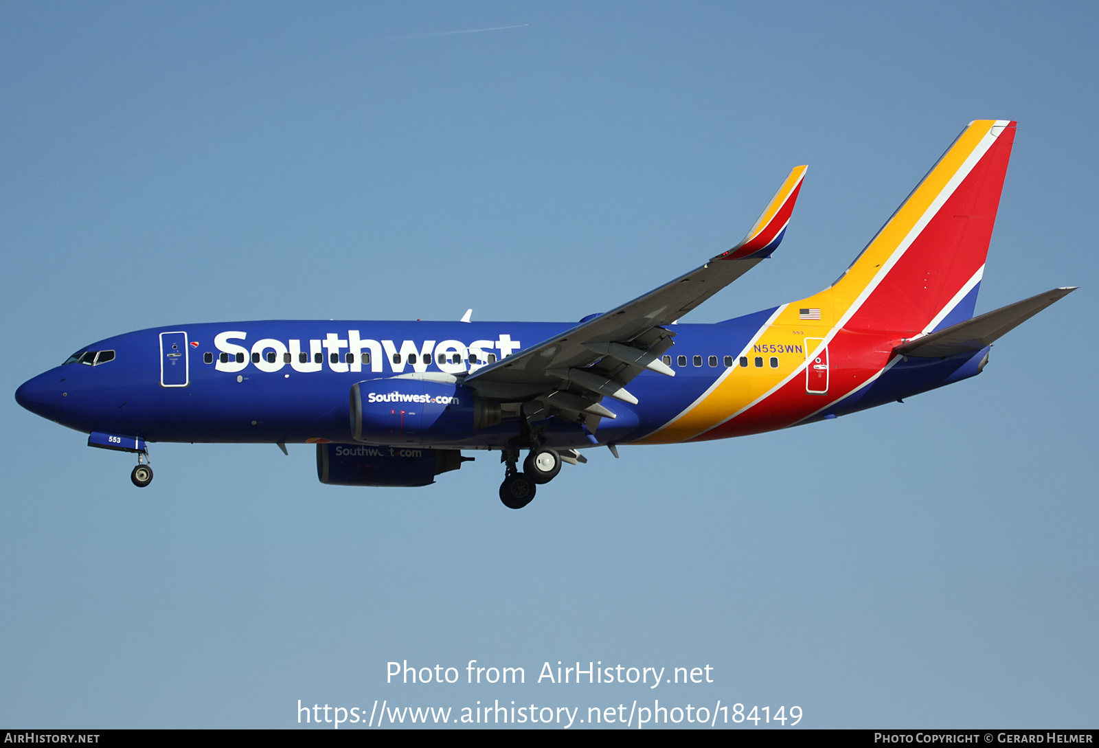 Aircraft Photo of N553WN | Boeing 737-7BX | Southwest Airlines | AirHistory.net #184149