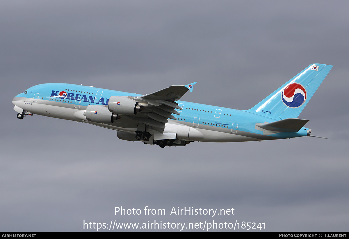 Aircraft Photo of HL7614 | Airbus A380-861 | Korean Air | AirHistory.net #185241