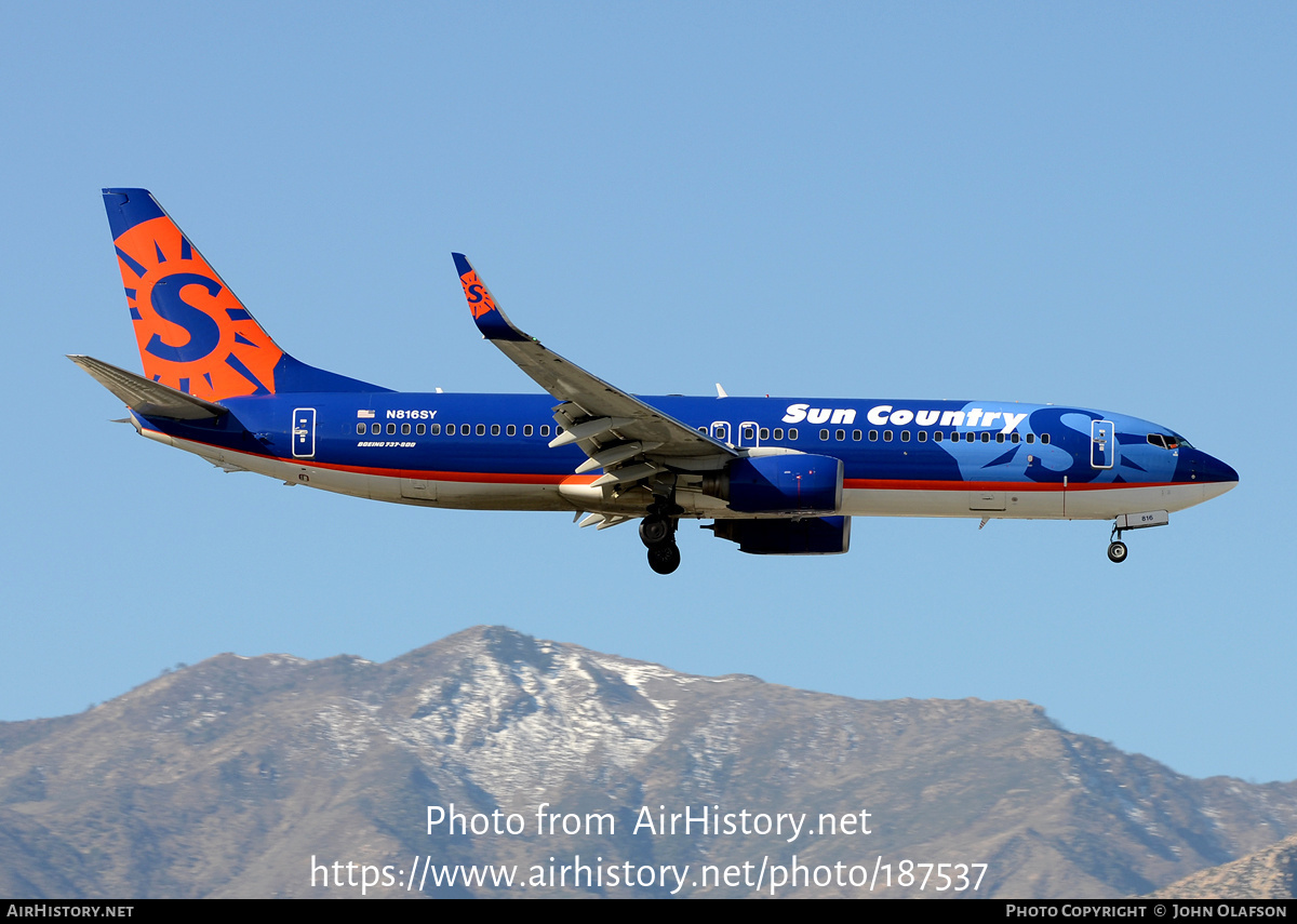 Aircraft Photo of N816SY | Boeing 737-8Q8 | Sun Country Airlines | AirHistory.net #187537