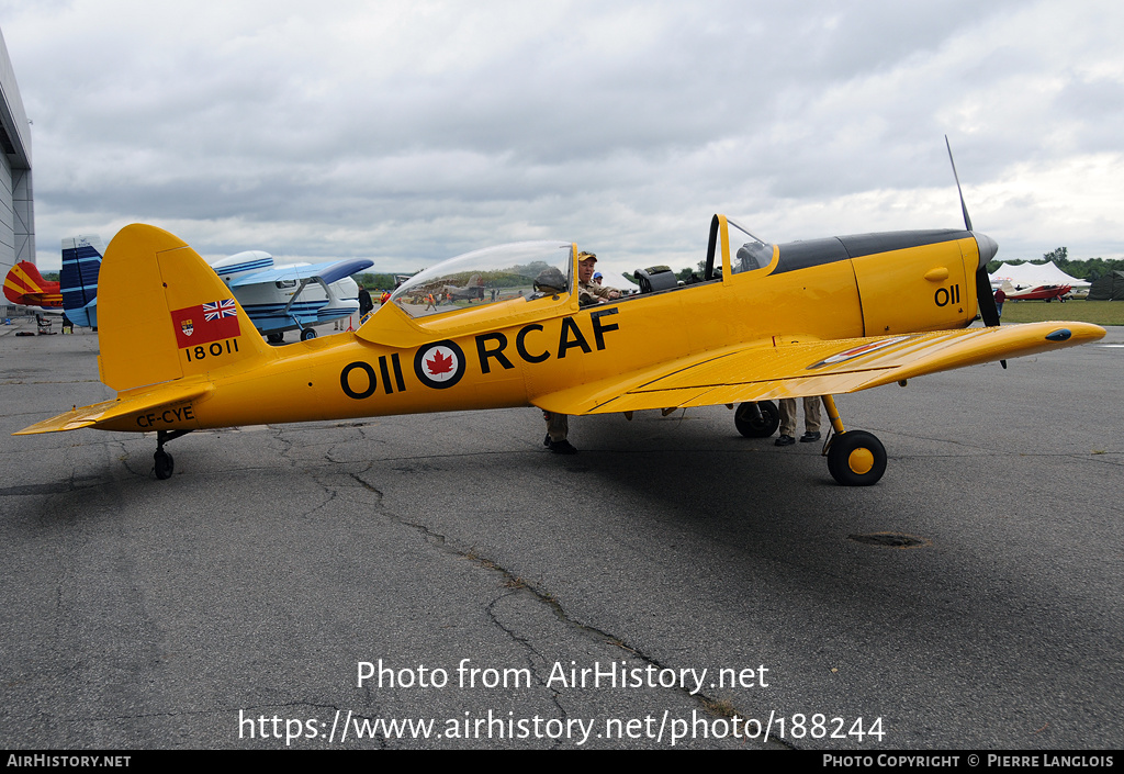 Aircraft Photo of CF-CYE / 18011 | De Havilland Canada DHC-1B-2-S3 Chipmunk | Canada - Air Force | AirHistory.net #188244