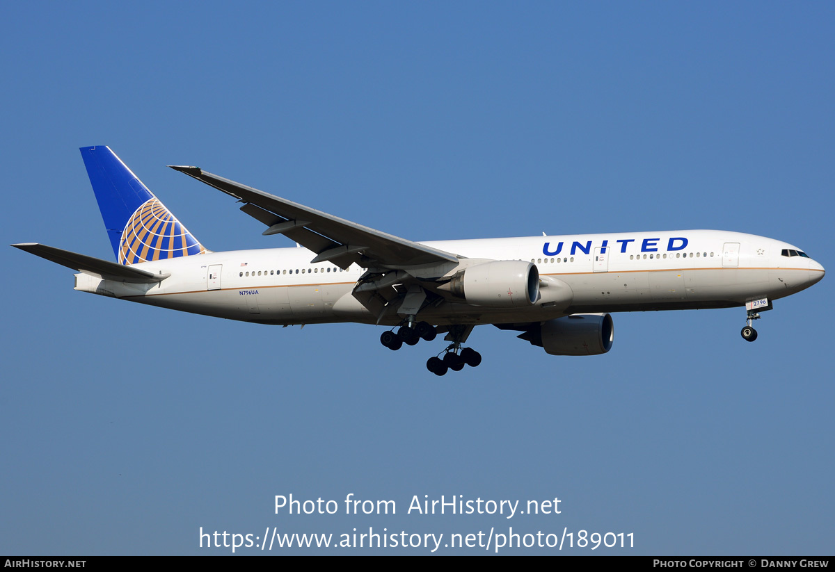 Aircraft Photo of N796UA | Boeing 777-222/ER | United Airlines | AirHistory.net #189011