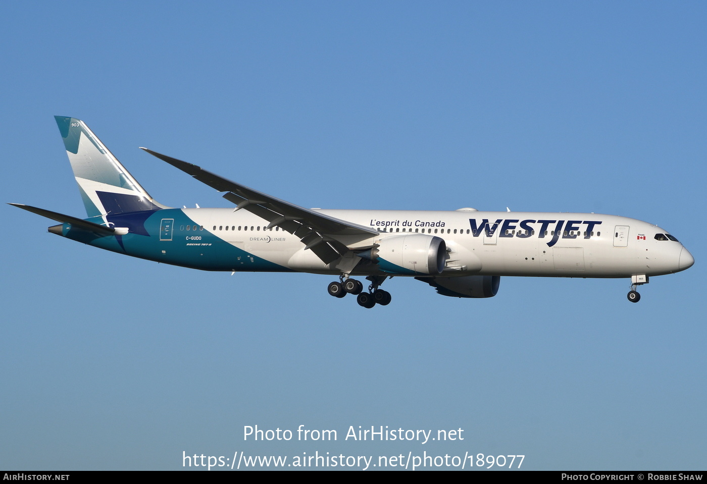 Aircraft Photo of C-GUDO | Boeing 787-9 Dreamliner | WestJet | AirHistory.net #189077