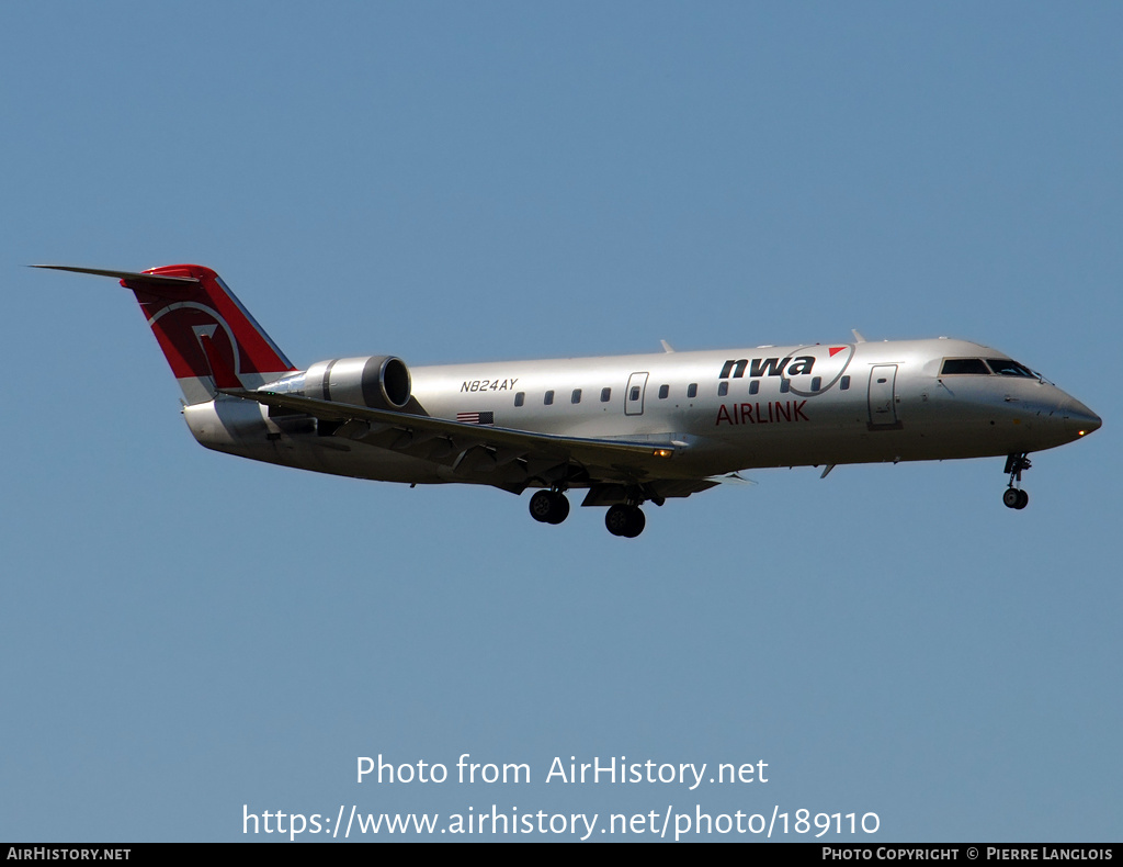 Aircraft Photo of N824AY | Bombardier CRJ-200LR (CL-600-2B19) | NWA Airlink | AirHistory.net #189110