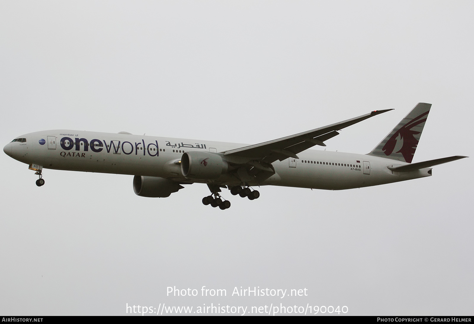 Aircraft Photo of A7-BAG | Boeing 777-3DZ/ER | Qatar Airways | AirHistory.net #190040