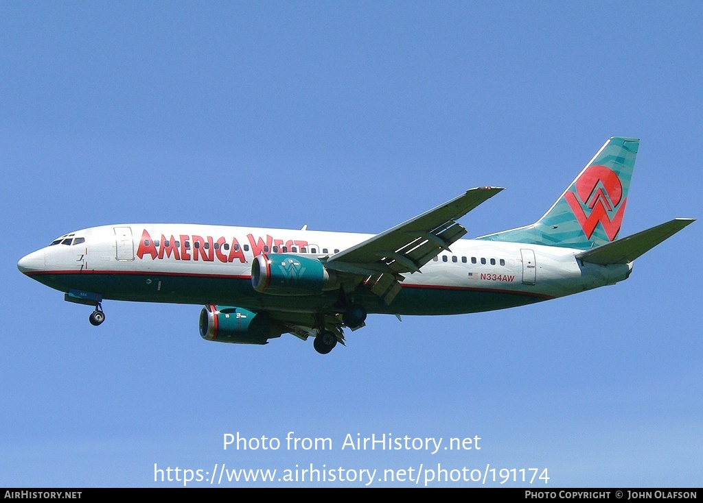 Aircraft Photo of N334AW | Boeing 737-3Y0 | America West Airlines | AirHistory.net #191174