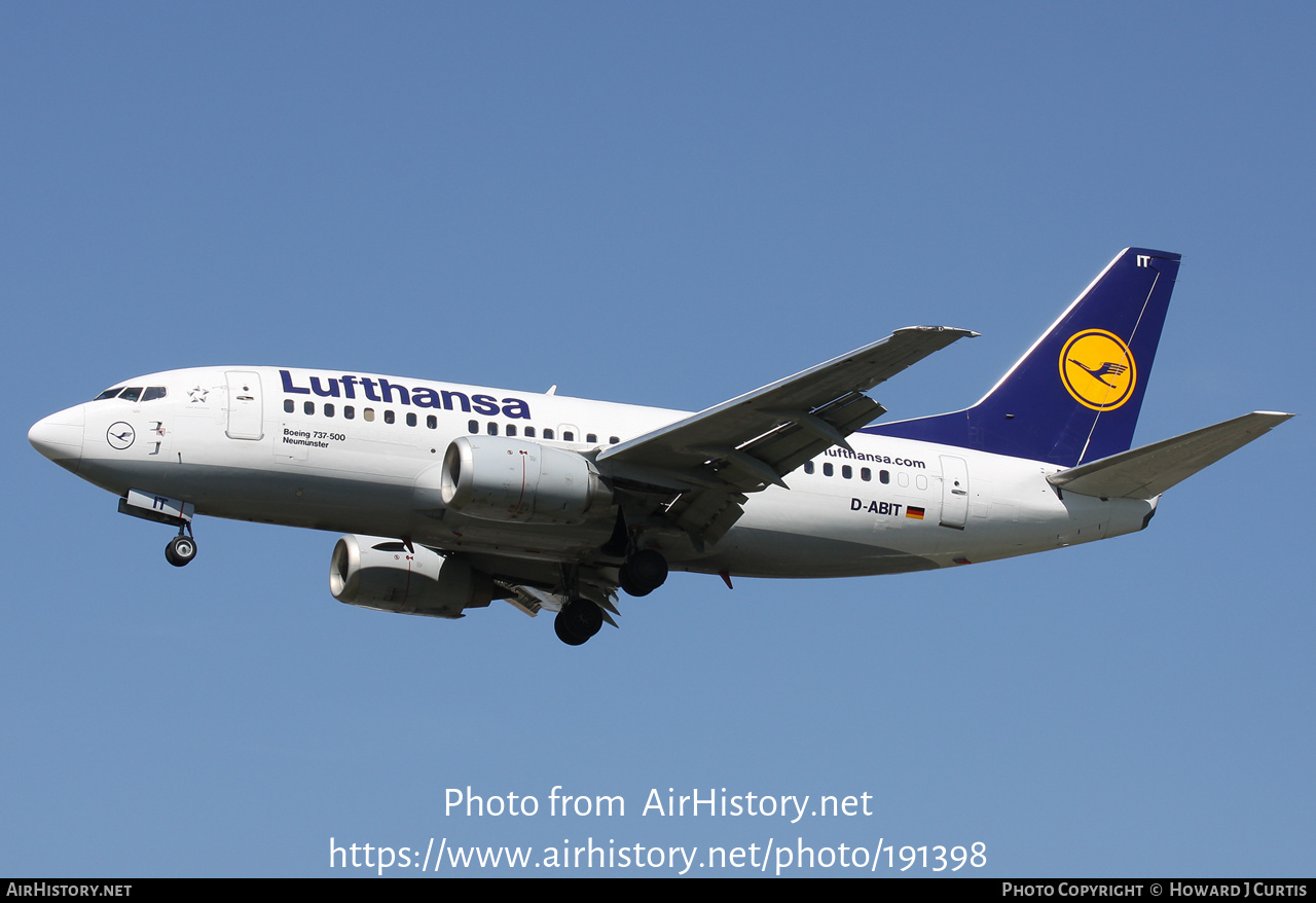 Aircraft Photo of D-ABIT | Boeing 737-530 | Lufthansa | AirHistory.net #191398