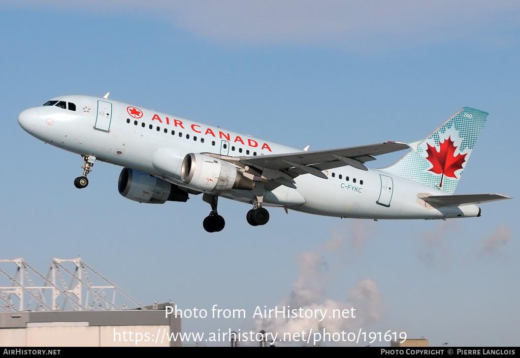 Aircraft Photo of C-FYKC | Airbus A319-114 | Air Canada | AirHistory.net #191619