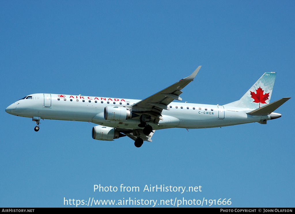 Aircraft Photo of C-GWEN | Embraer 190AR (ERJ-190-100IGW) | Air Canada | AirHistory.net #191666