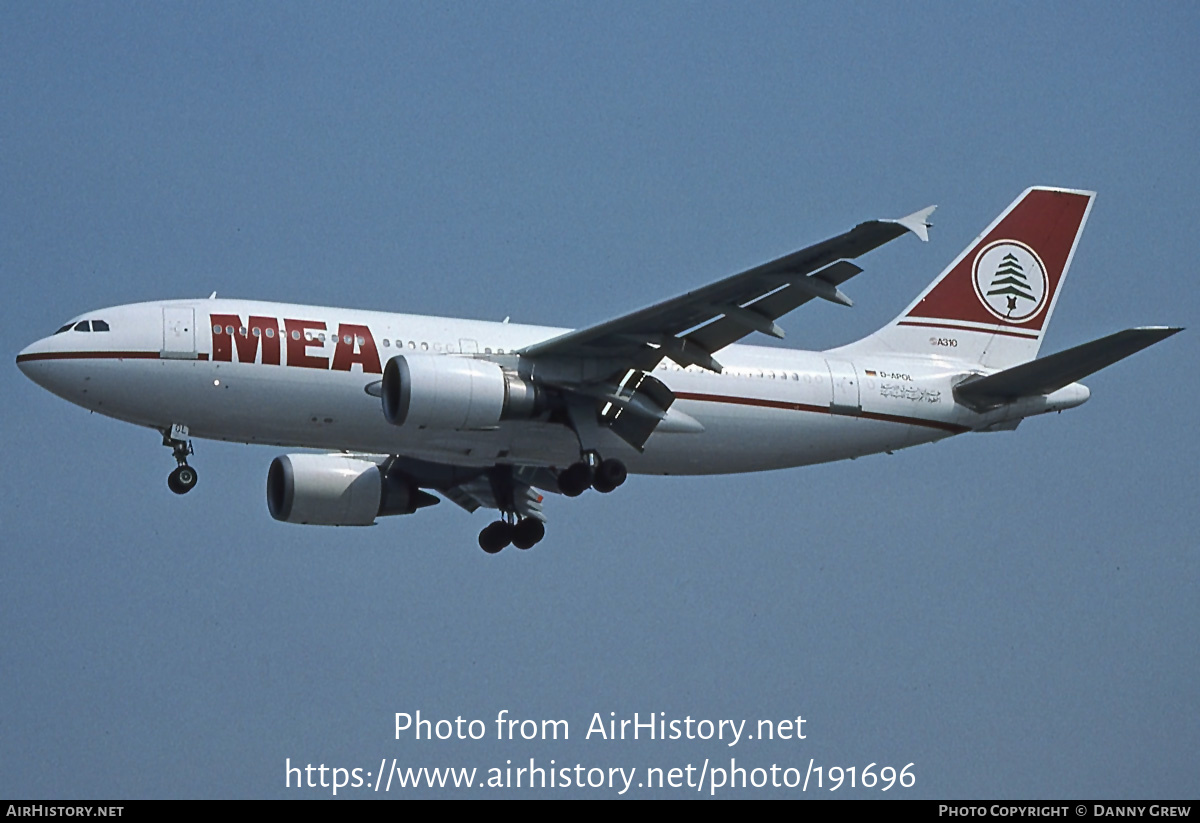 Aircraft Photo of D-APOL | Airbus A310-304 | MEA - Middle East Airlines | AirHistory.net #191696