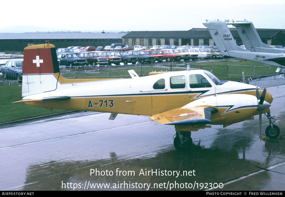 Aircraft Photo of A-713 | Beech E50 Twin Bonanza | Switzerland - Air Force | AirHistory.net #192300