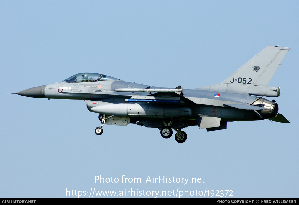 Aircraft Photo of J-062 | General Dynamics F-16AM Fighting Falcon | Netherlands - Air Force | AirHistory.net #192372