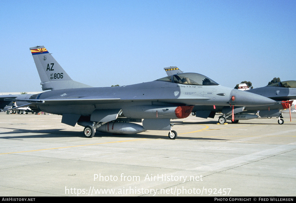 Aircraft Photo of 81-0806 / AF81-806 | General Dynamics F-16A Fighting Falcon | USA - Air Force | AirHistory.net #192457