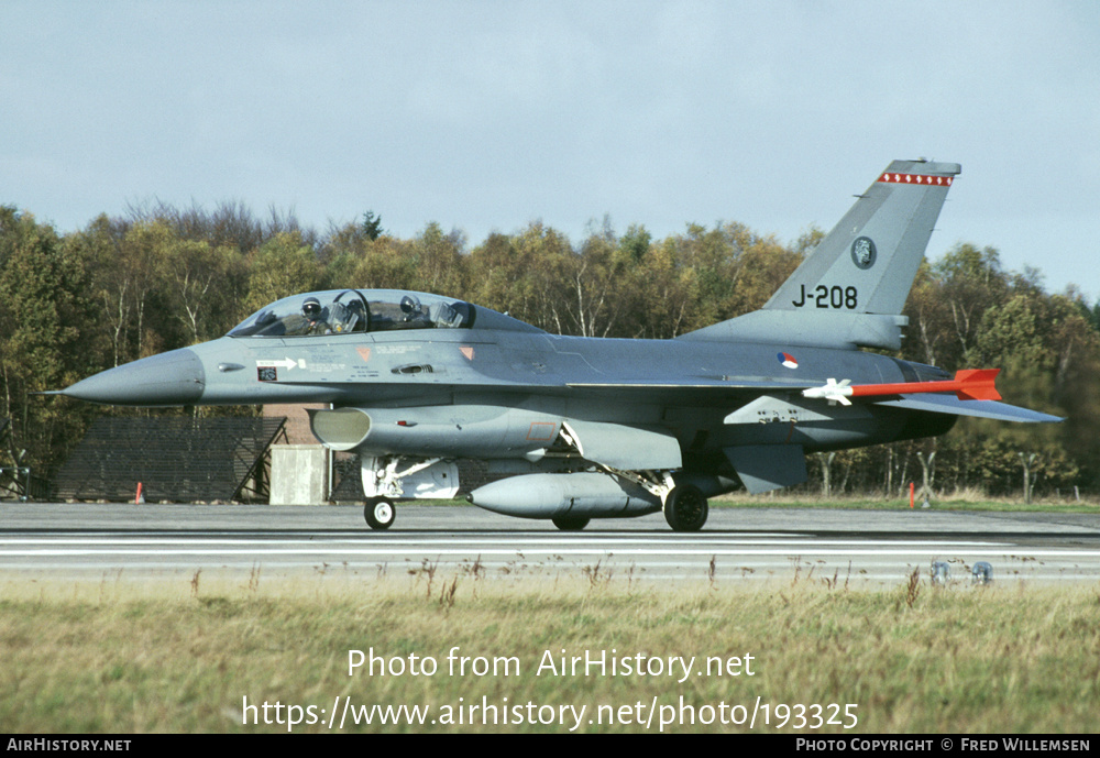 Aircraft Photo of J-208 | General Dynamics F-16B Fighting Falcon | Netherlands - Air Force | AirHistory.net #193325