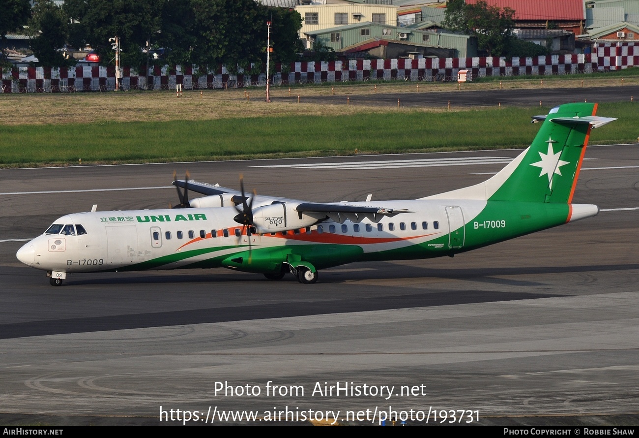 Aircraft Photo of B-17009 | ATR ATR-72-600 (ATR-72-212A) | UNI Air | AirHistory.net #193731