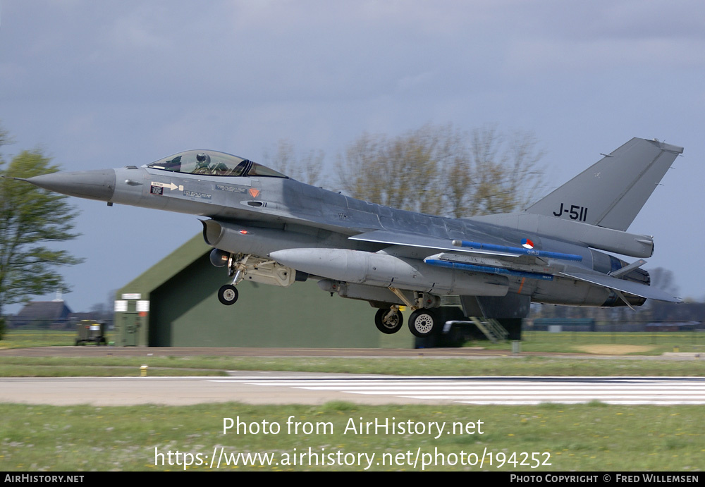 Aircraft Photo of J-511 | General Dynamics F-16AM Fighting Falcon | Netherlands - Air Force | AirHistory.net #194252