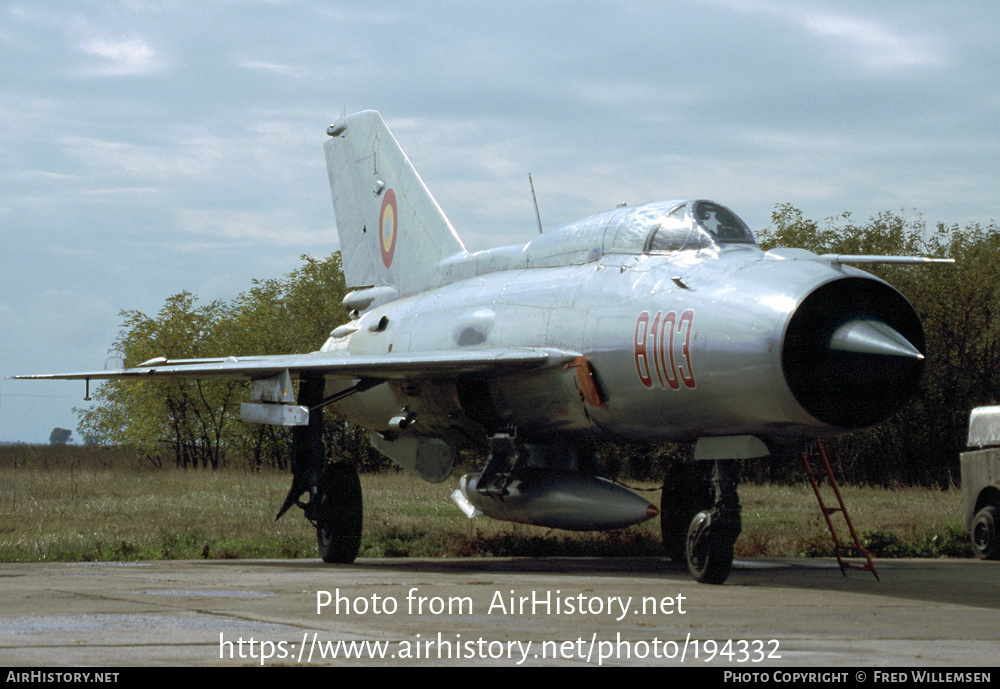 Aircraft Photo of 8103 | Mikoyan-Gurevich MiG-21PFMA | Romania - Air Force | AirHistory.net #194332