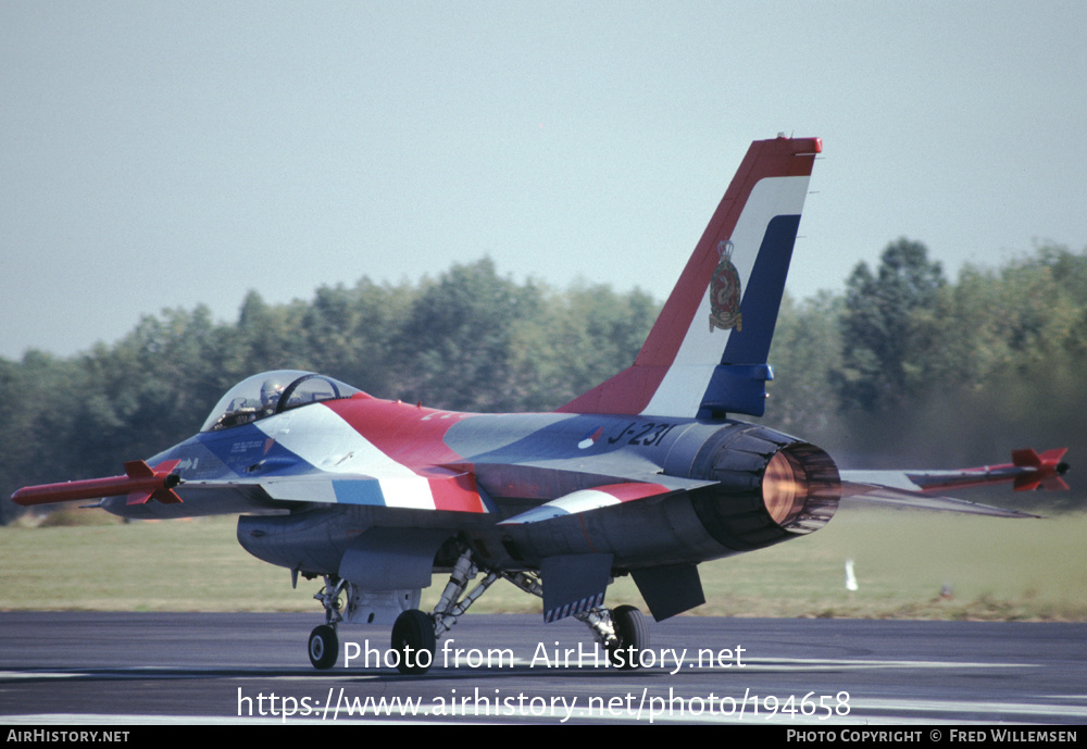 Aircraft Photo of J-231 | General Dynamics F-16A Fighting Falcon | Netherlands - Air Force | AirHistory.net #194658