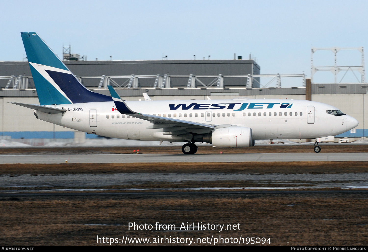 Aircraft Photo of C-GRWS | Boeing 737-76N | WestJet | AirHistory.net #195094