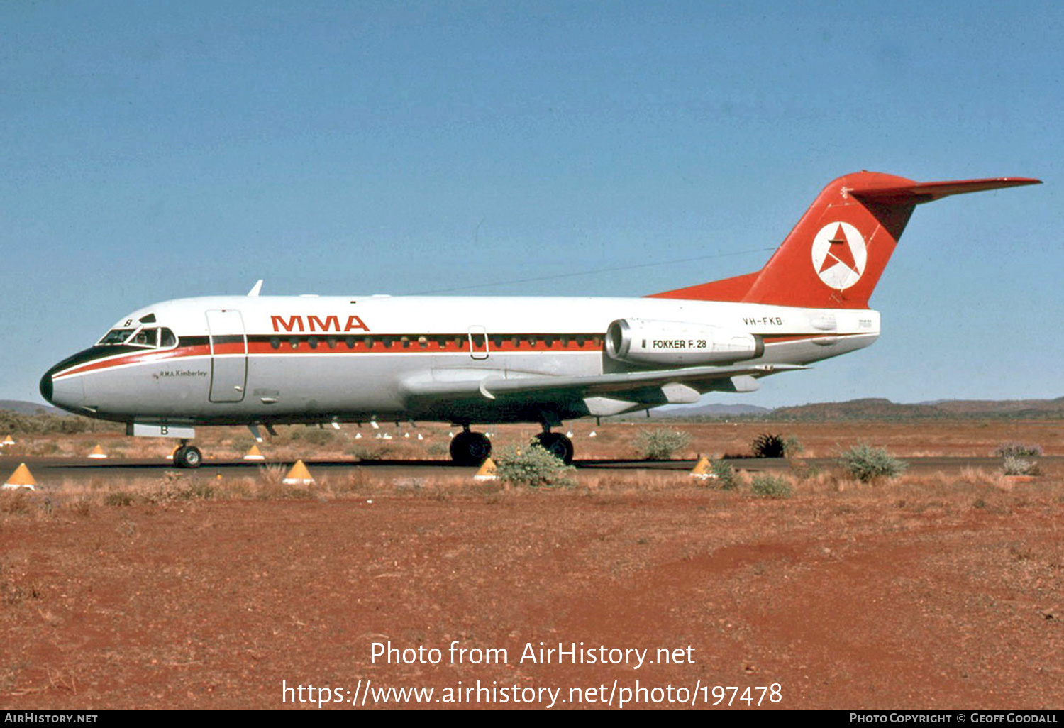 Aircraft Photo of VH-FKB | Fokker F28-1000 Fellowship | MacRobertson Miller Airlines - MMA | AirHistory.net #197478