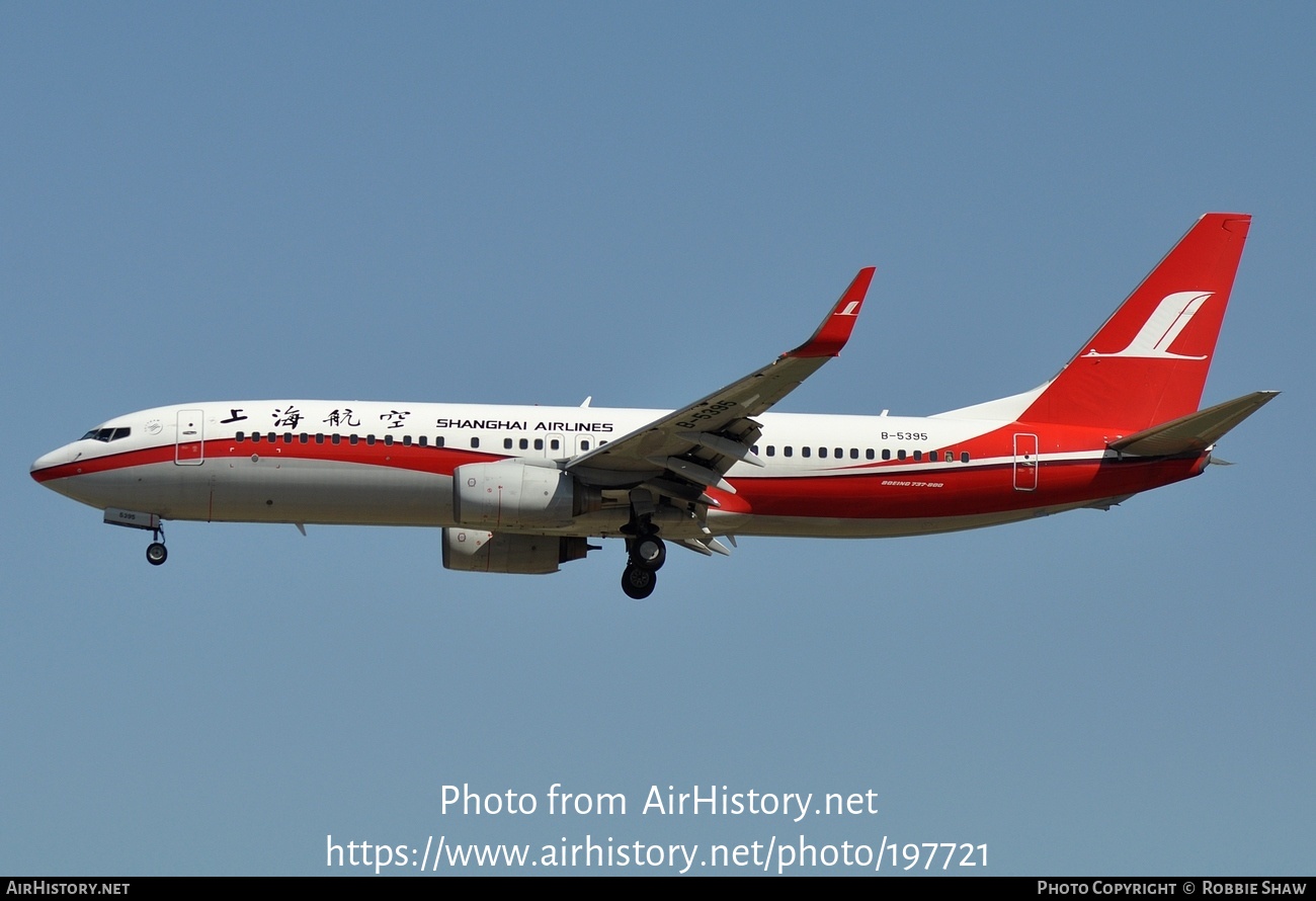 Aircraft Photo of B-5395 | Boeing 737-86D | Shanghai Airlines | AirHistory.net #197721