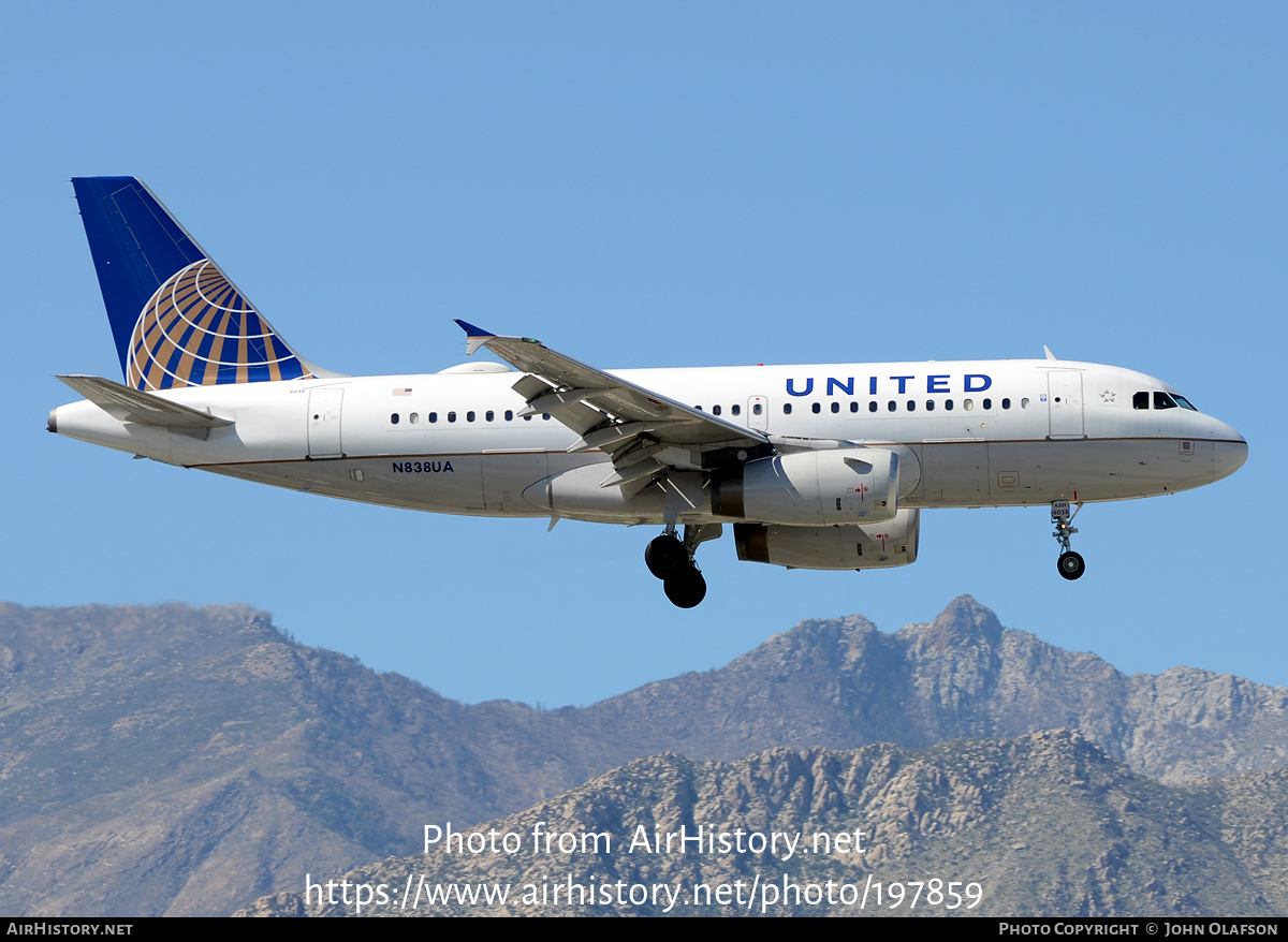 Aircraft Photo of N838UA | Airbus A319-131 | United Airlines | AirHistory.net #197859