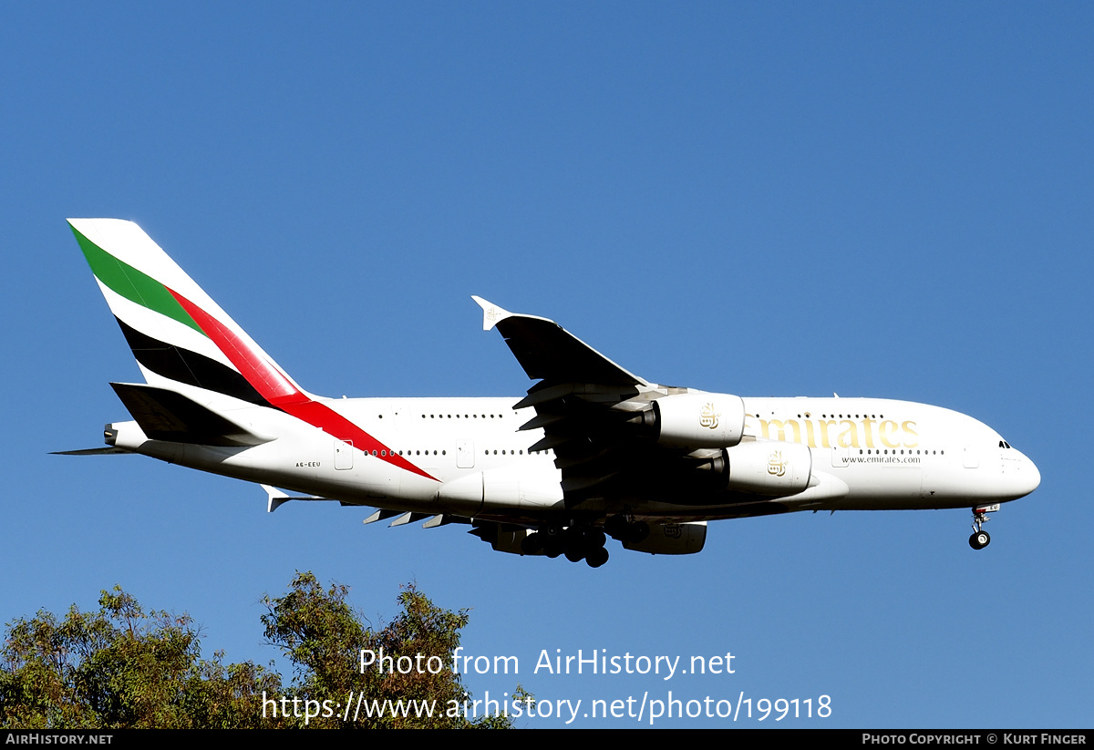 Aircraft Photo of A6-EEU | Airbus A380-861 | Emirates | AirHistory.net #199118