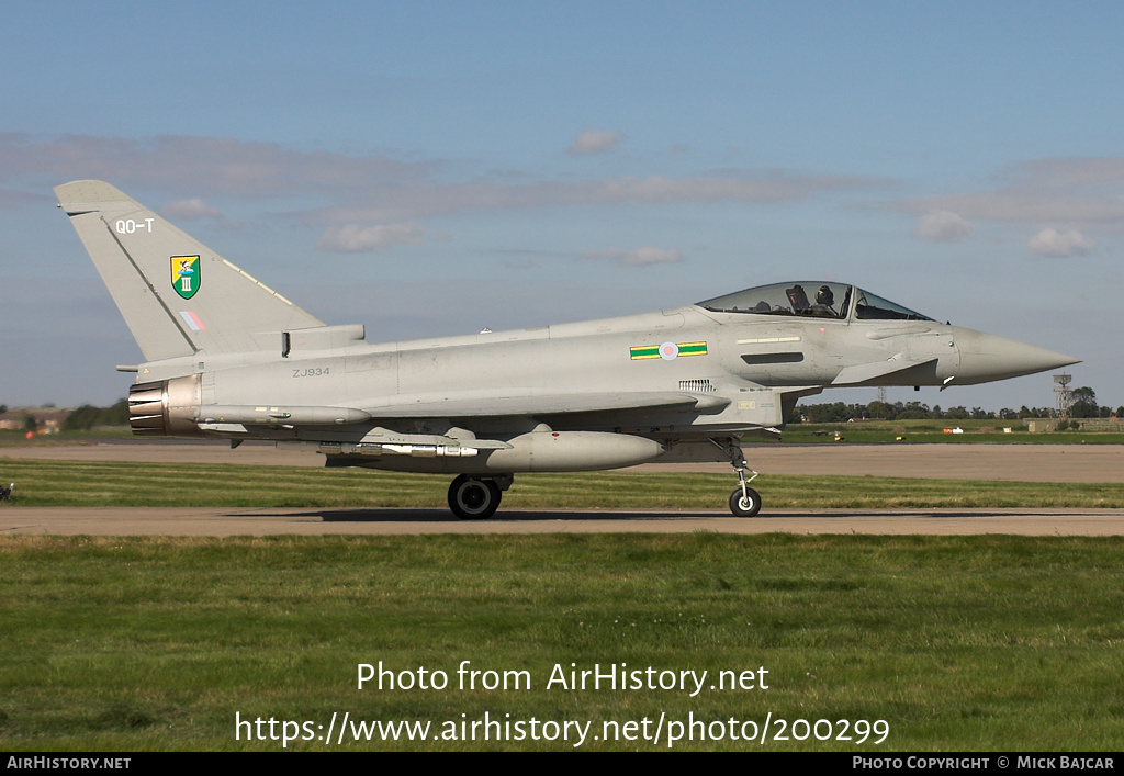 Aircraft Photo of ZJ934 | Eurofighter EF-2000 Typhoon F2 | UK - Air Force | AirHistory.net #200299