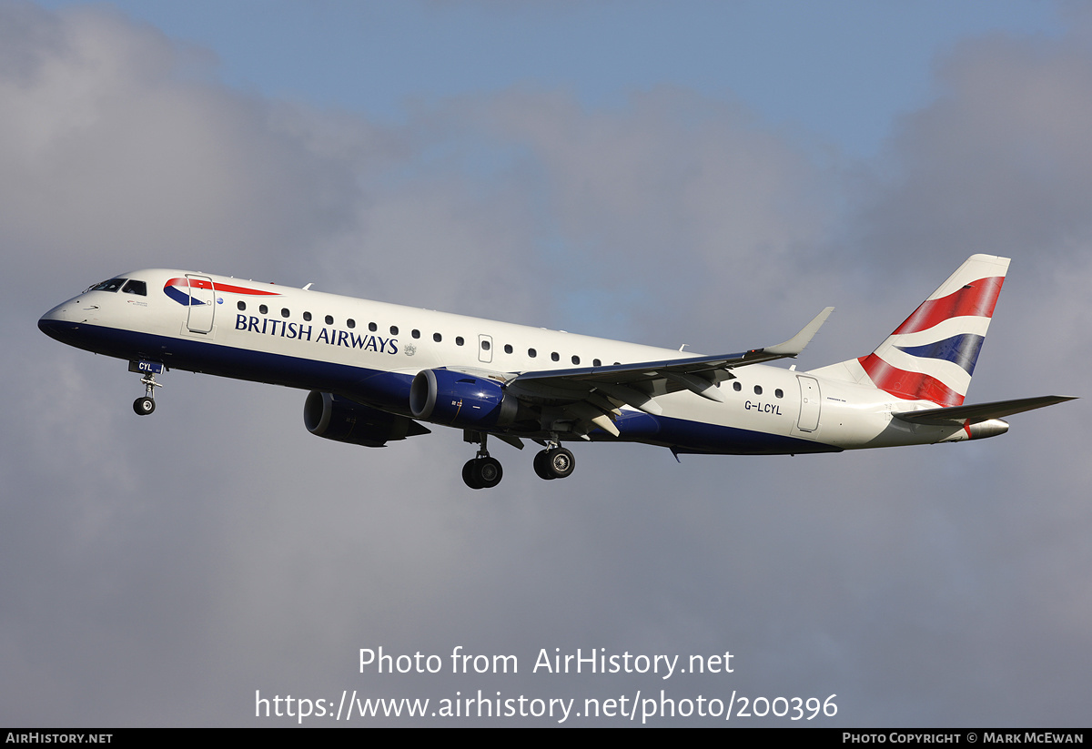 Aircraft Photo of G-LCYL | Embraer 190SR (ERJ-190-100SR) | British Airways | AirHistory.net #200396