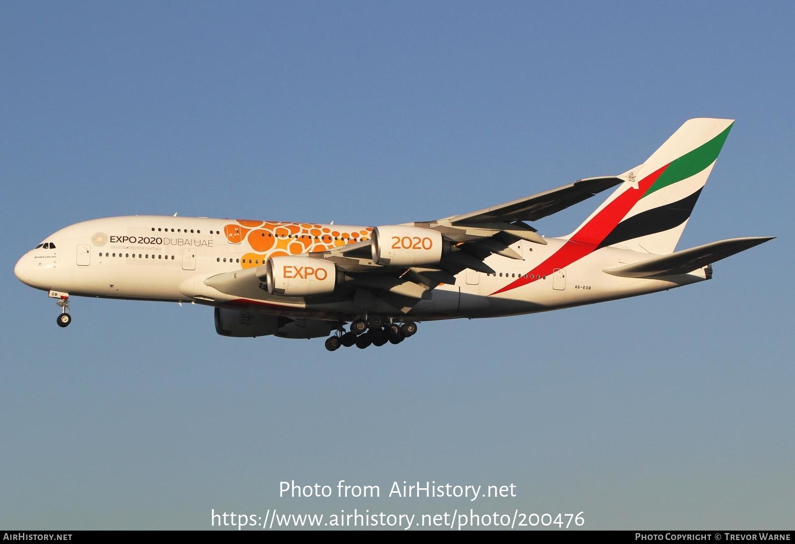 Aircraft Photo of A6-EOB | Airbus A380-861 | Emirates | AirHistory.net #200476