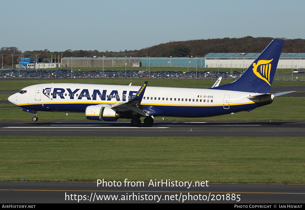 Aircraft Photo of EI-DYE | Boeing 737-8AS | Ryanair | AirHistory.net #201885