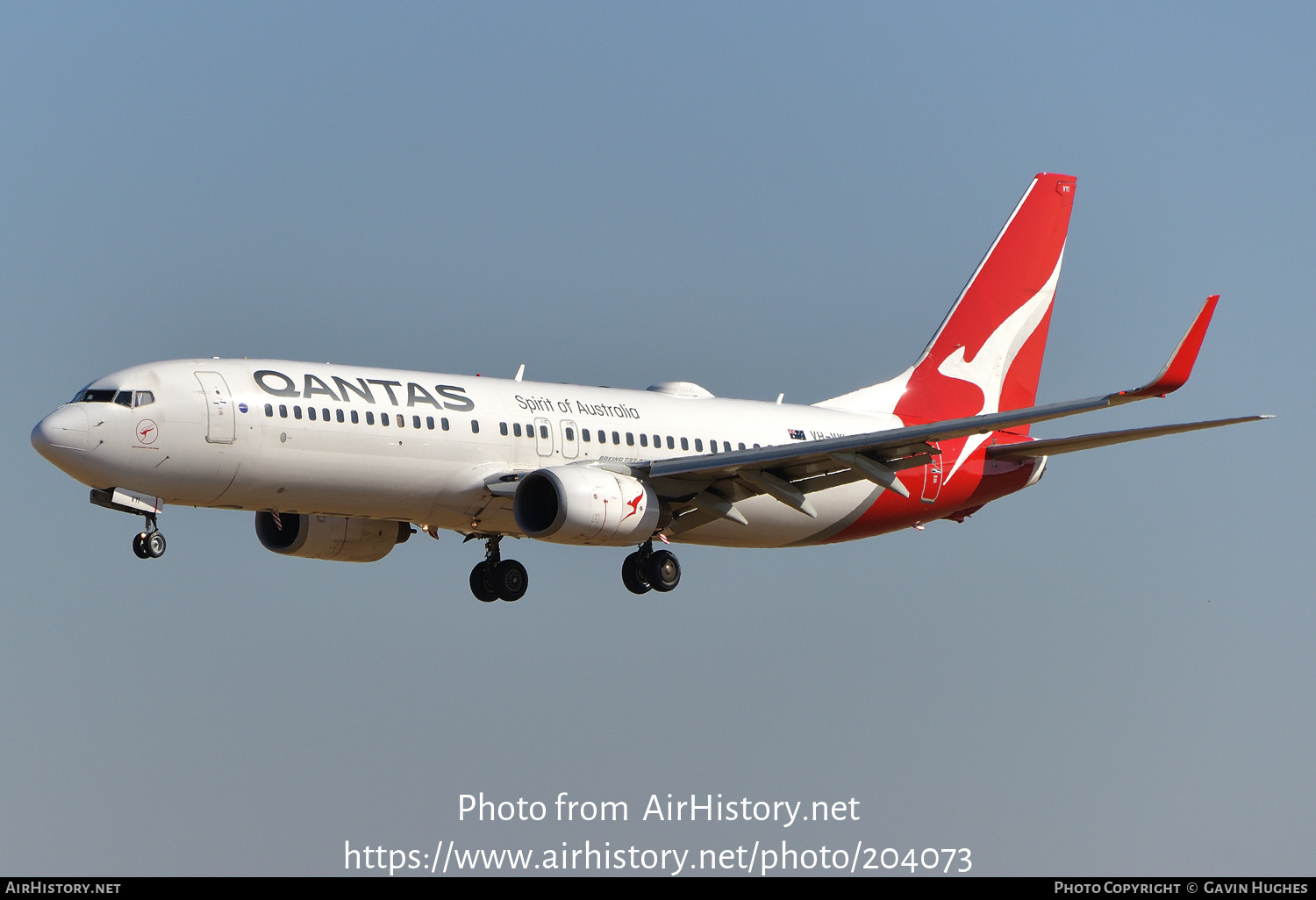 Aircraft Photo of VH-VYI | Boeing 737-838 | Qantas | AirHistory.net #204073