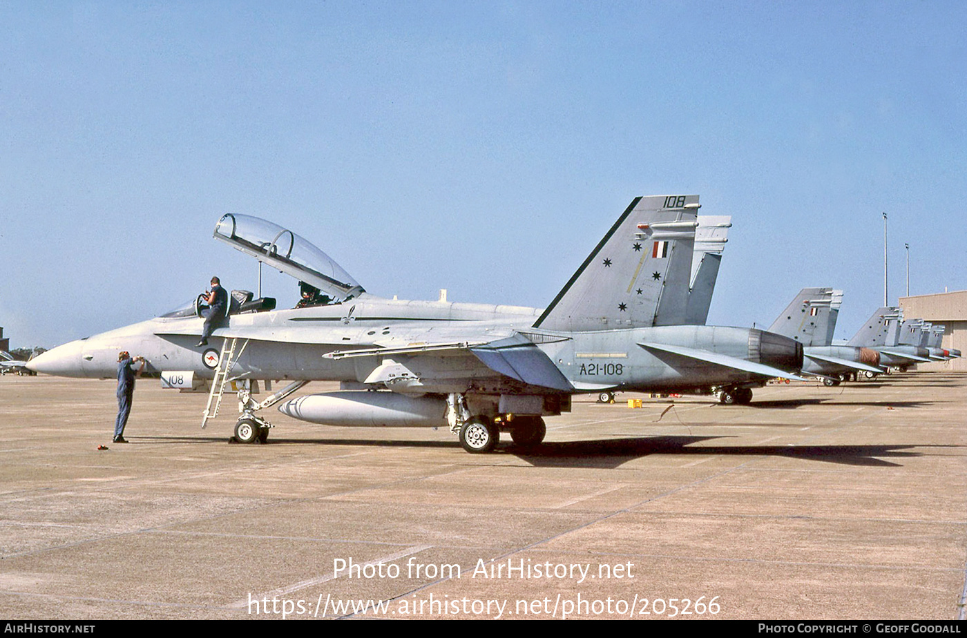 Aircraft Photo of A21-108 | McDonnell Douglas F/A-18B Hornet | Australia - Air Force | AirHistory.net #205266