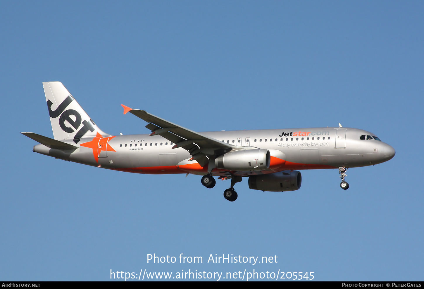 Aircraft Photo of VH-VQY | Airbus A320-232 | Jetstar Airways | AirHistory.net #205545