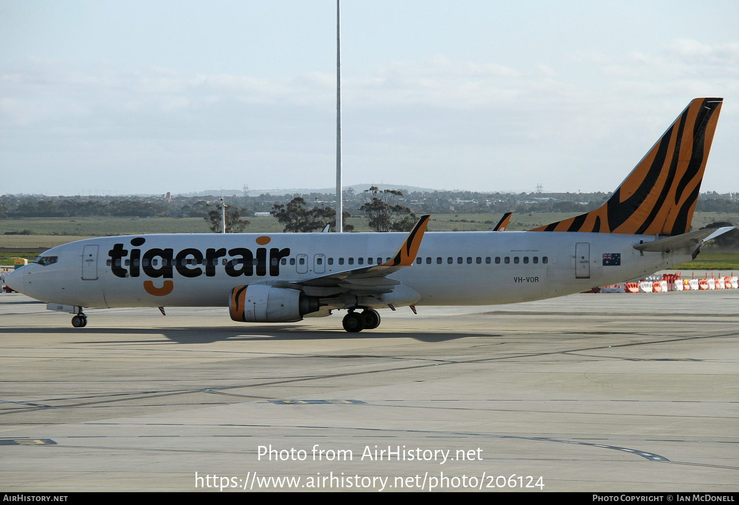 Aircraft Photo of VH-VOR | Boeing 737-8FE | Tigerair | AirHistory.net #206124