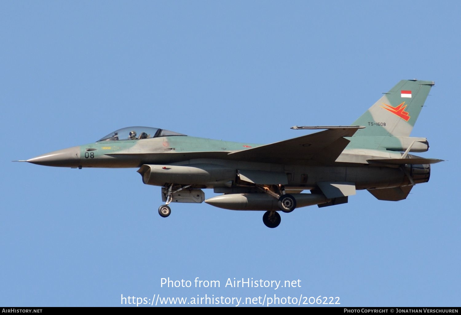 Aircraft Photo of TS-1608 | General Dynamics F-16A Fighting Falcon | Indonesia - Air Force | AirHistory.net #206222