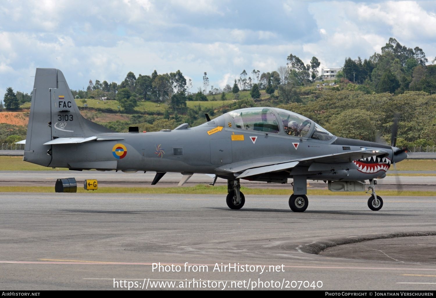 Aircraft Photo of FAC3103 | Embraer A-29B Super Tucano | Colombia - Air Force | AirHistory.net #207040