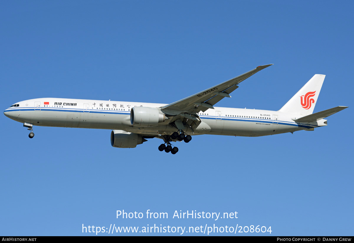 Aircraft Photo of B-2040 | Boeing 777-39L/ER | Air China | AirHistory.net #208604