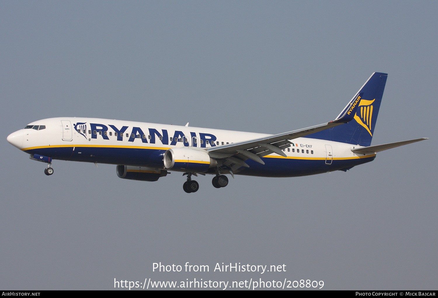 Aircraft Photo of EI-EKF | Boeing 737-8AS | Ryanair | AirHistory.net #208809