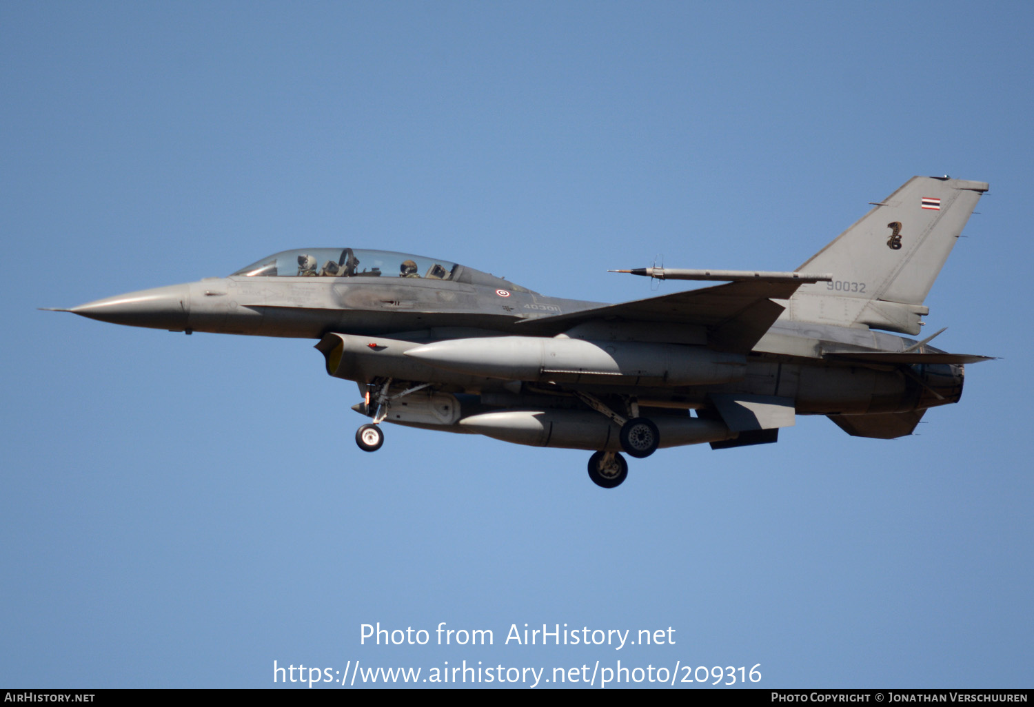 Aircraft Photo of KH19K-19/38 / 40301-90032 | General Dynamics F-16B Fighting Falcon | Thailand - Air Force | AirHistory.net #209316