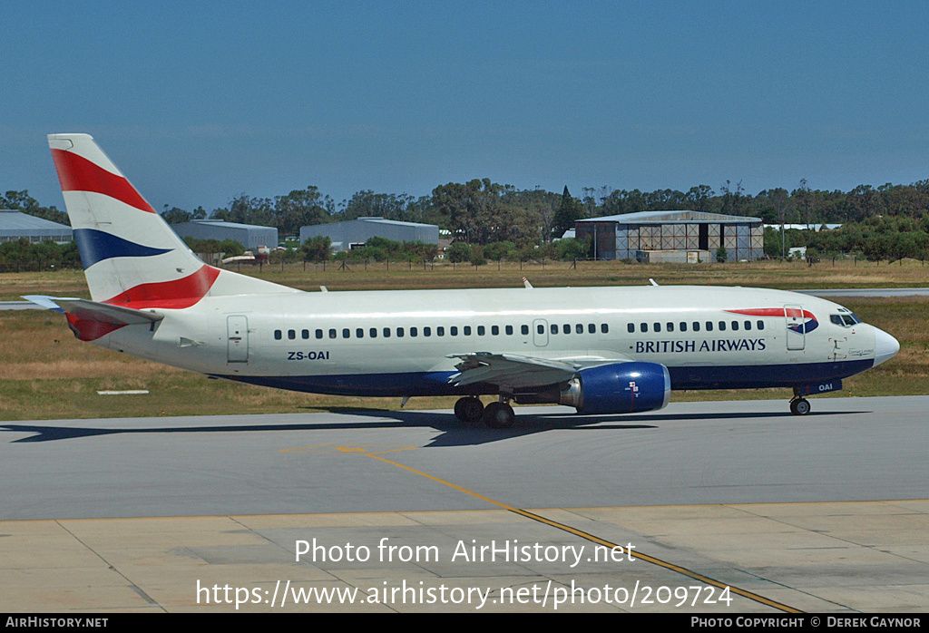 Aircraft Photo of ZS-OAI | Boeing 737-33A | British Airways | AirHistory.net #209724