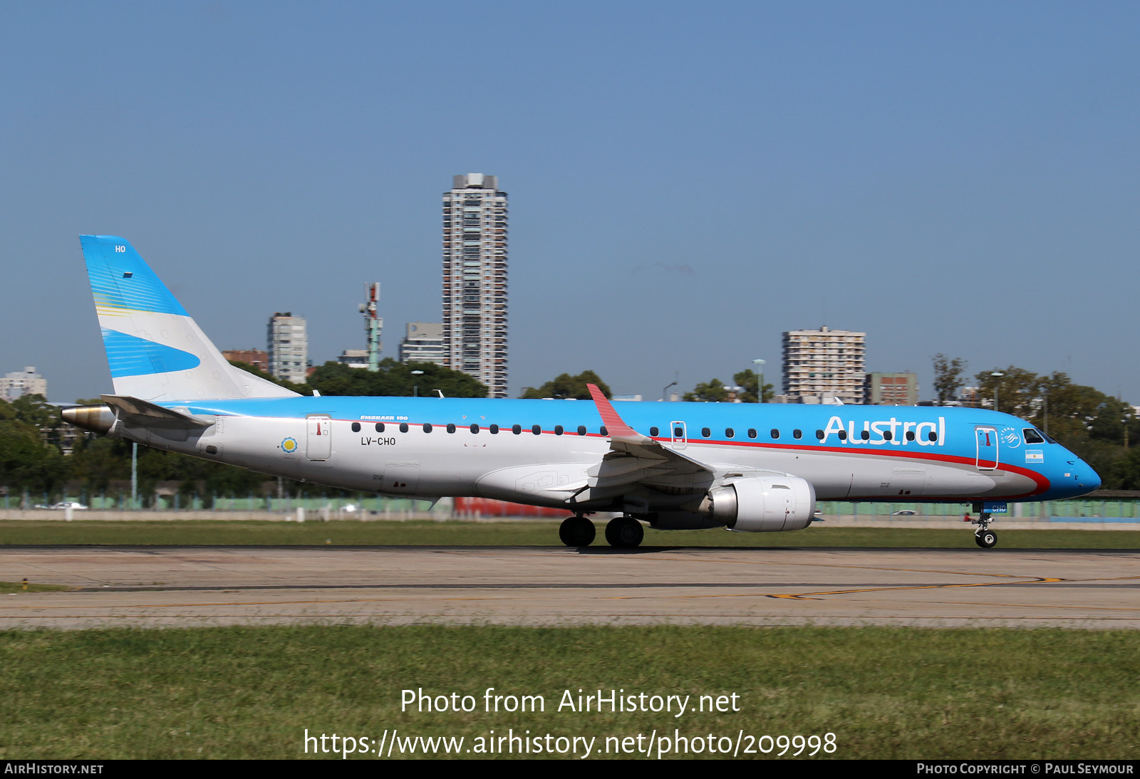 Aircraft Photo of LV-CHO | Embraer 190AR (ERJ-190-100IGW) | Austral Líneas Aéreas | AirHistory.net #209998