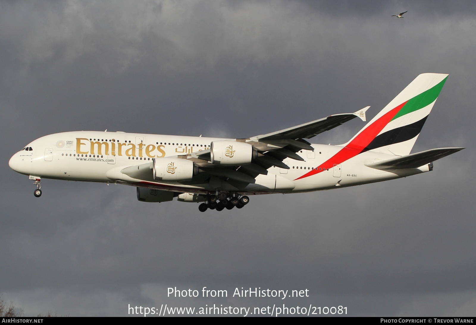 Aircraft Photo of A6-EDC | Airbus A380-861 | Emirates | AirHistory.net #210081