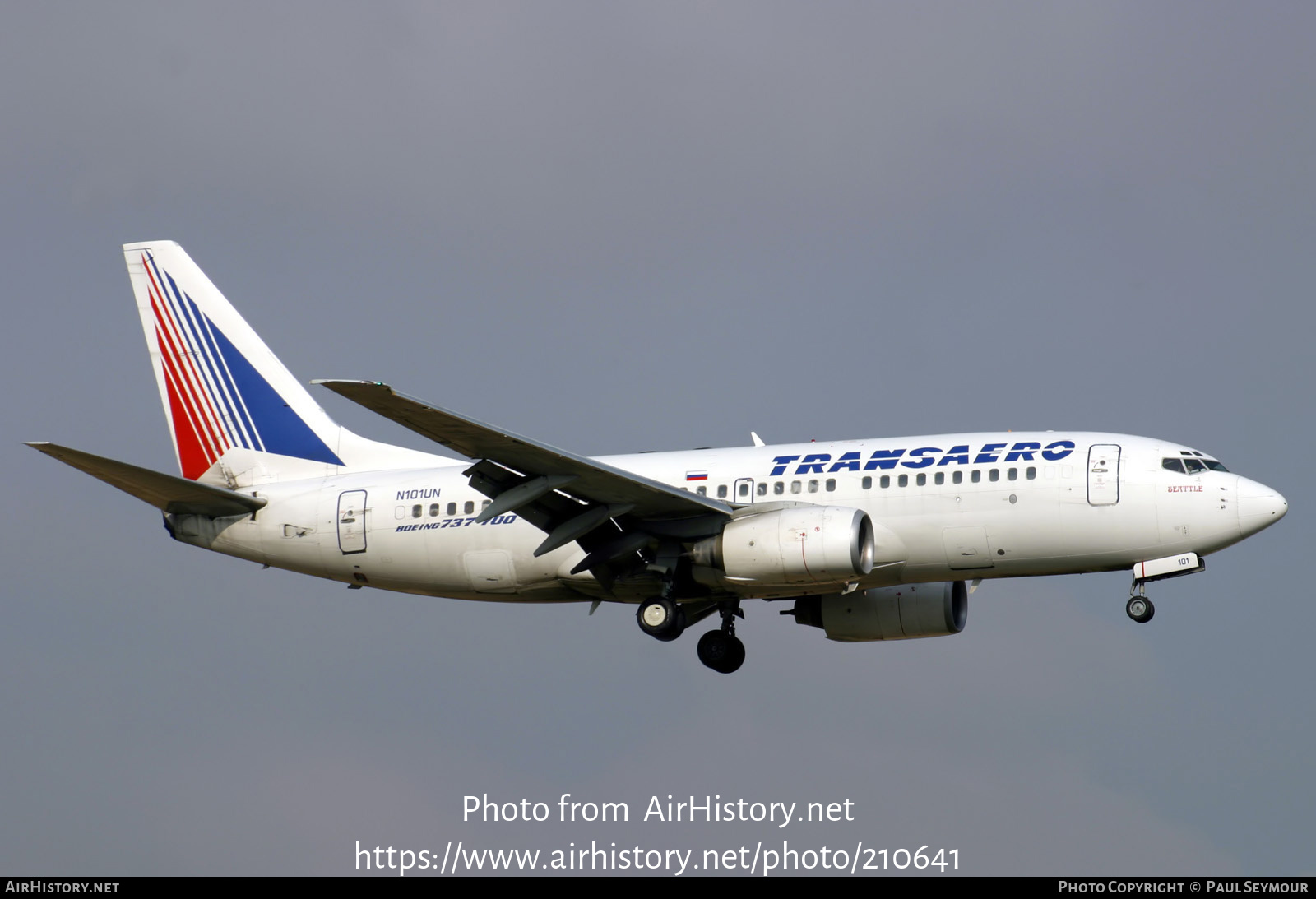 Aircraft Photo of N101UN | Boeing 737-7K9 | Transaero Airlines | AirHistory.net #210641