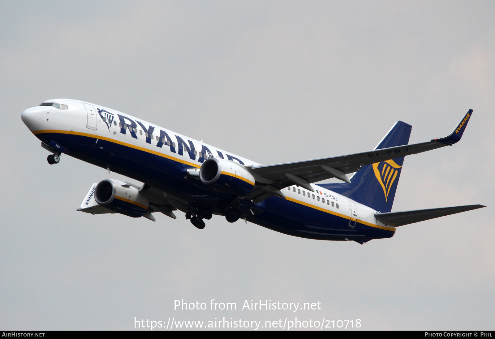 Aircraft Photo of EI-FRJ | Boeing 737-8AS | Ryanair | AirHistory.net #210718