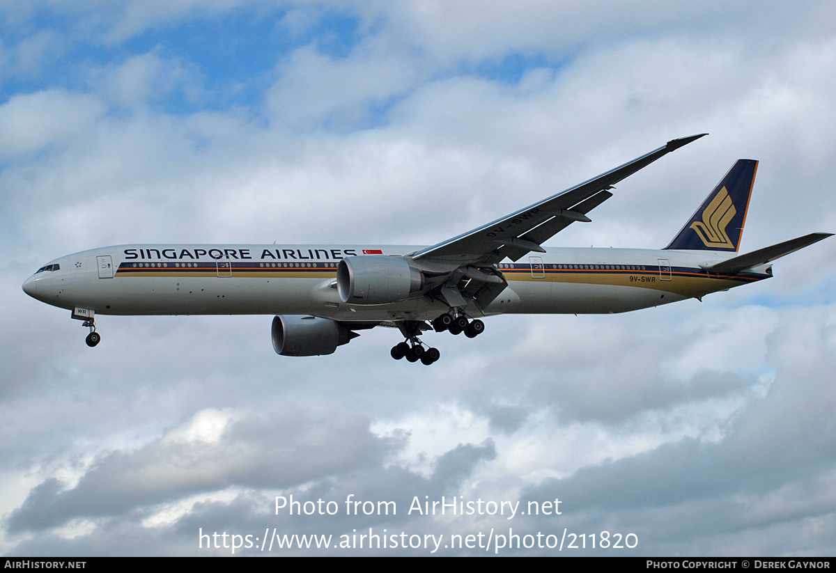 Aircraft Photo of 9V-SWR | Boeing 777-312/ER | Singapore Airlines | AirHistory.net #211820